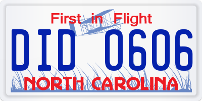 NC license plate DID0606