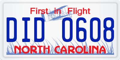 NC license plate DID0608