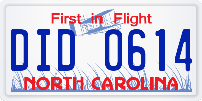NC license plate DID0614