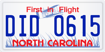 NC license plate DID0615