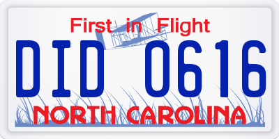 NC license plate DID0616