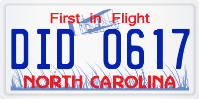 NC license plate DID0617
