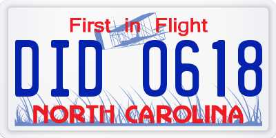 NC license plate DID0618