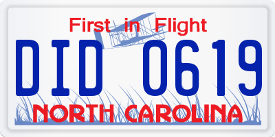 NC license plate DID0619