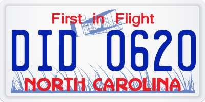 NC license plate DID0620