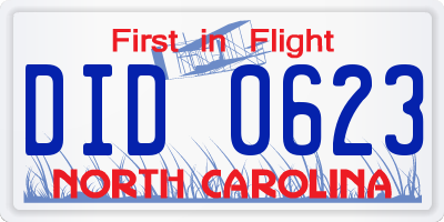 NC license plate DID0623