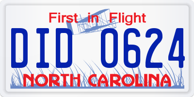 NC license plate DID0624