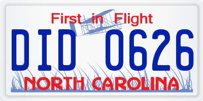 NC license plate DID0626