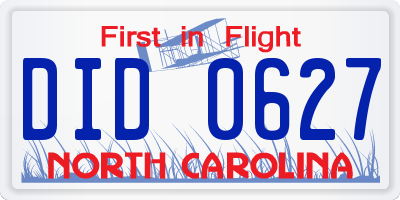 NC license plate DID0627