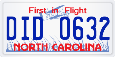 NC license plate DID0632