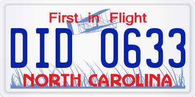 NC license plate DID0633