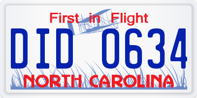 NC license plate DID0634