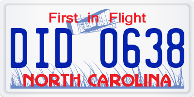 NC license plate DID0638