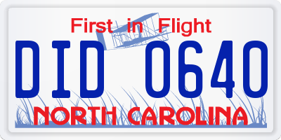 NC license plate DID0640