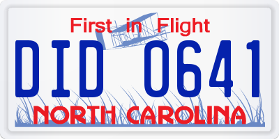 NC license plate DID0641