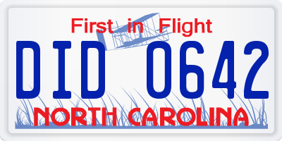 NC license plate DID0642