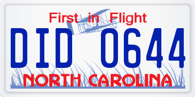 NC license plate DID0644