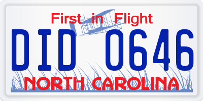 NC license plate DID0646