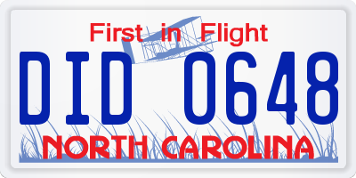 NC license plate DID0648