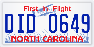 NC license plate DID0649