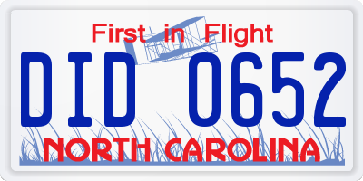 NC license plate DID0652