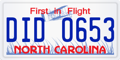 NC license plate DID0653