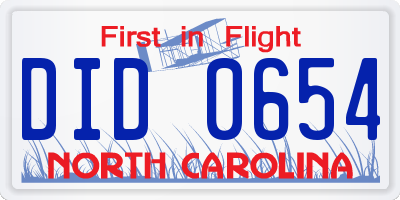 NC license plate DID0654