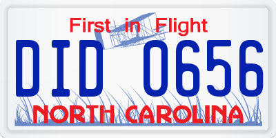 NC license plate DID0656