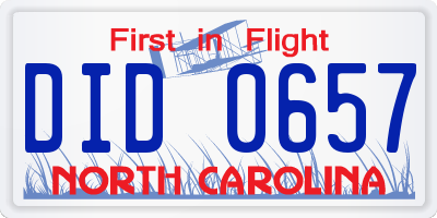 NC license plate DID0657