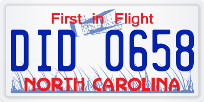 NC license plate DID0658