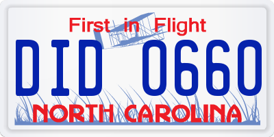NC license plate DID0660
