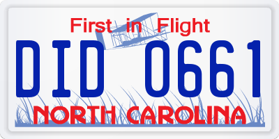 NC license plate DID0661