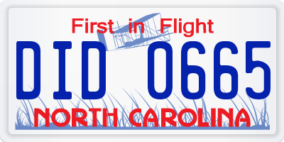 NC license plate DID0665