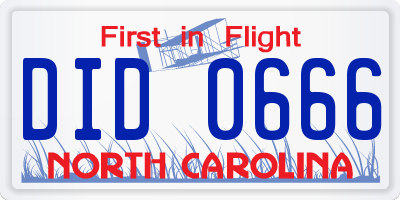 NC license plate DID0666