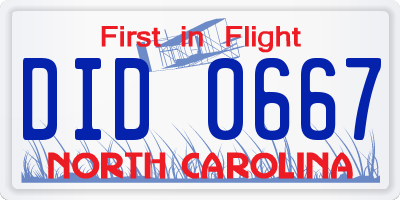 NC license plate DID0667