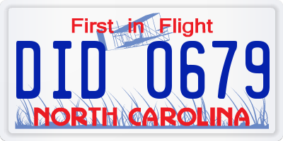 NC license plate DID0679