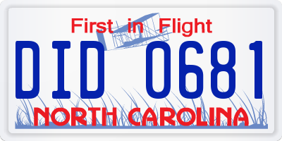 NC license plate DID0681