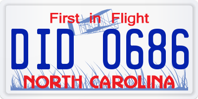 NC license plate DID0686