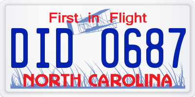 NC license plate DID0687