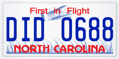 NC license plate DID0688