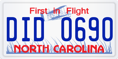 NC license plate DID0690