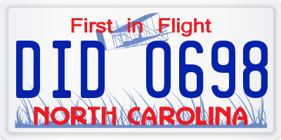 NC license plate DID0698