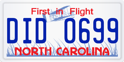 NC license plate DID0699