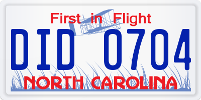 NC license plate DID0704