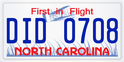NC license plate DID0708