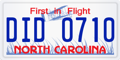 NC license plate DID0710