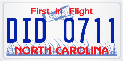 NC license plate DID0711