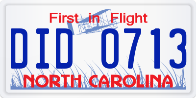 NC license plate DID0713
