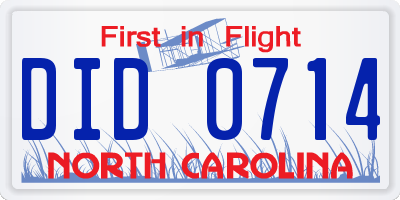 NC license plate DID0714