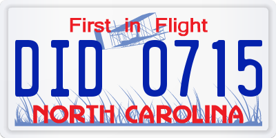 NC license plate DID0715